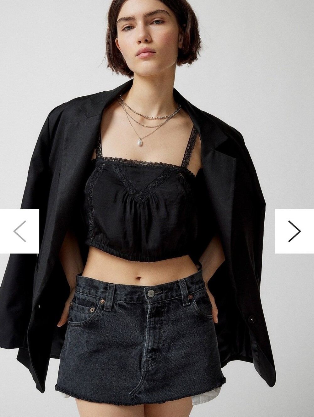 Urban Outfitters Lace Insert Black Cropped Cami Tank (size S)